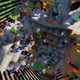100 Minecraft players, all sharing one chunk, viewed from above.